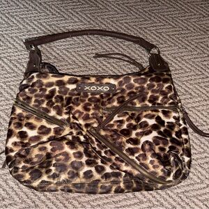 XOXO Leopard Print Shoulder Bag with Brown Accents
